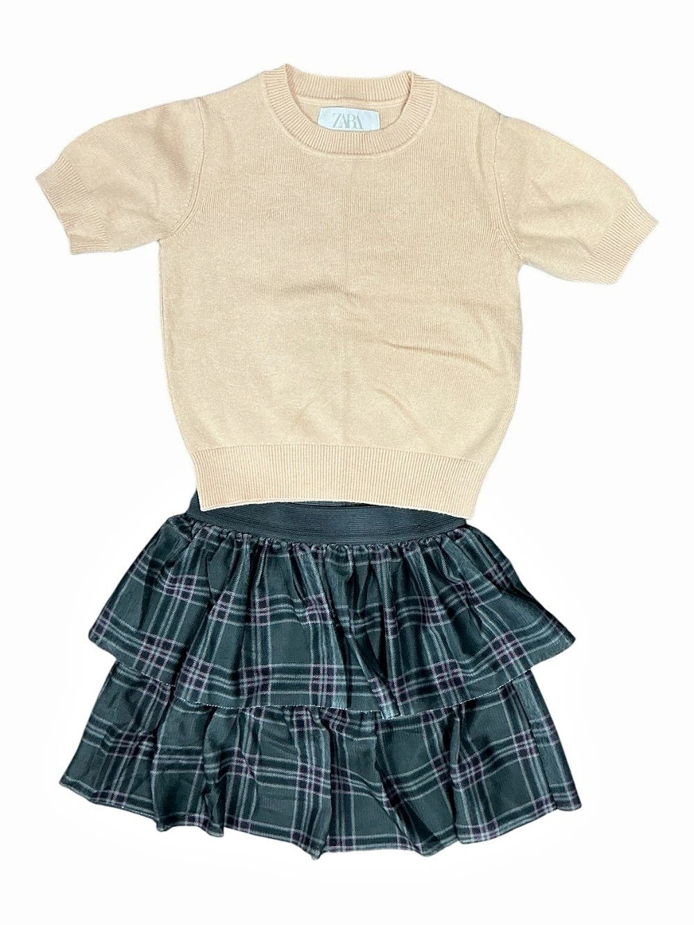 Girls Plaid Skirt Set Size 6X Like New